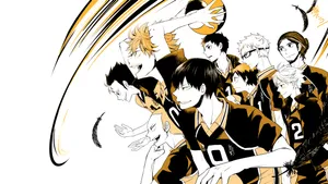 A Group Of Anime Characters Are Standing Together Wallpaper