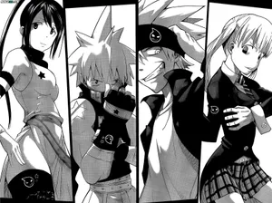 A Group Of Anime Characters In Black And White Wallpaper