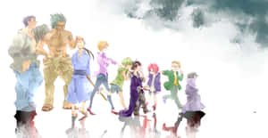 A Group Of Anime Characters Standing In A Group Wallpaper