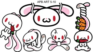 A Group Of Cartoon Bunnies With Different Heads Wallpaper
