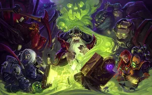 A Group Of Characters With Green And Black Backgrounds Wallpaper