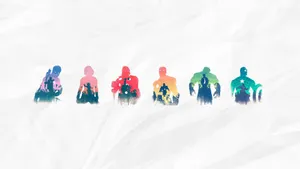A Group Of Colorful Characters Standing In A Row Wallpaper