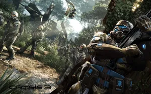 A Group Of Soldiers In A Forest Wallpaper