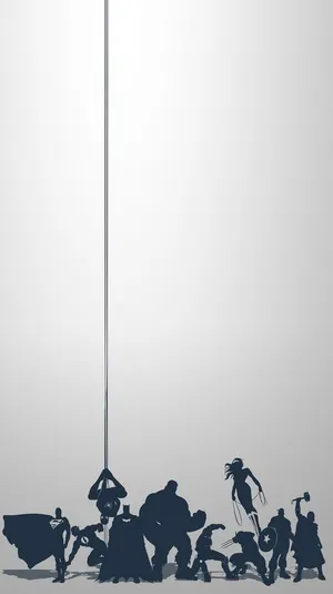 A Group Of Superheroes Are Silhouetted On A Wall Wallpaper
