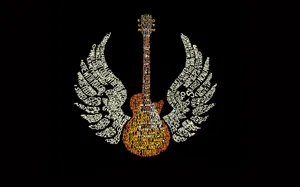 A Guitar With Wings On It Wallpaper