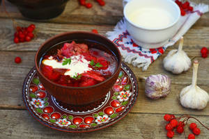 A Hearty Bowl Of Creamy Garlic Borscht Wallpaper