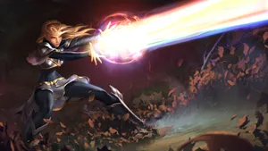 A Laptop Inspired By The Iconic League Of Legends Game Wallpaper