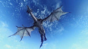 A Larger-than-life Dragon Taking Off And Flying Over An Epic Wilderness. Wallpaper