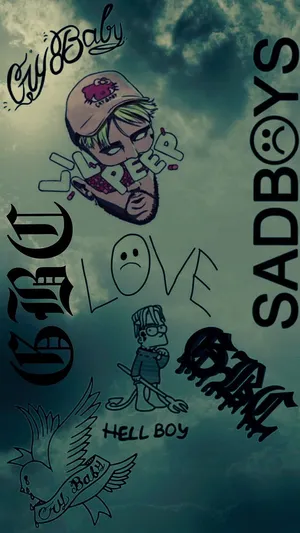 A Larger-than-life Representation Of Popular Rap Artist Lil Peep's Logo. Wallpaper