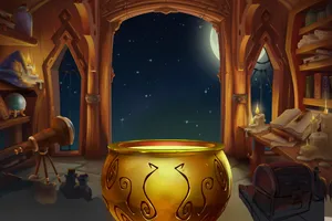 A Magical Cauldron In The Forest Wallpaper
