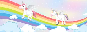 A Magical Pastel Unicorn Looks Out On A Vibrant Landscape. Wallpaper