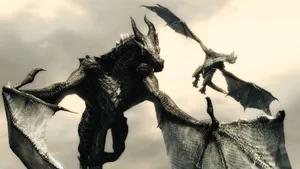 A Magnificent Grey Dragon In The Sky Wallpaper