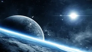 A Magnificent Multi-colored Galaxy Planet Illuminated By The Bright Starry Sky Wallpaper