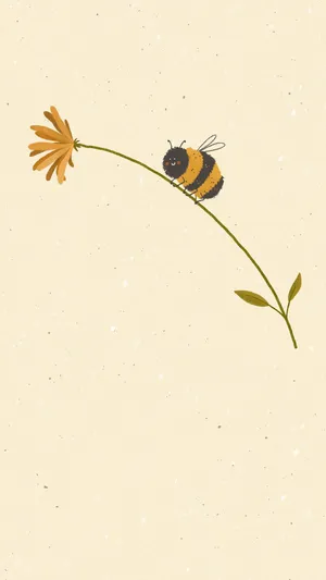 A Majestic Close-up Of A Honey Bee Perched On Vibrant Flowers Wallpaper