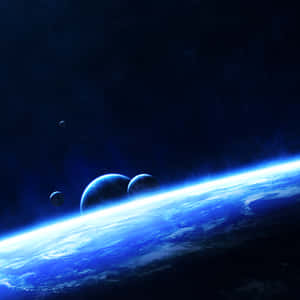 A Majestic Landscape Rendered In Blue Wallpaper