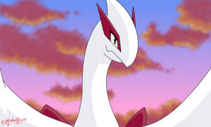 A Majestic Shiny Lugia Taking In The Sun Wallpaper