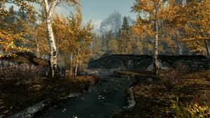 A Majestic View Of The Elder Scrolls' Skyrim Landscape Wallpaper