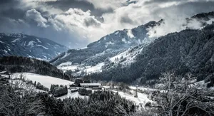 A Majestic View Of The Snowy Mountains. Wallpaper