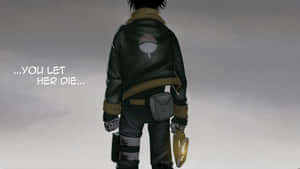 A Man In A Black Jacket Is Standing With A Gun Wallpaper