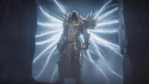 A Man In A Dark Room With A Light Shining On Him Wallpaper