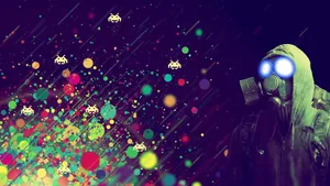 A Man In A Space Suit With A Grenade In His Hand Wallpaper