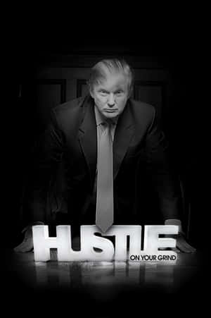 A Man In A Suit Is Standing In Front Of A Sign That Says Hustle Wallpaper