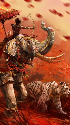 A Man Riding An Elephant Wallpaper