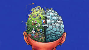 A Man's Head With A City Inside Of It Wallpaper