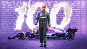 A Man Standing In Front Of A Purple Car With A Number 100 Wallpaper