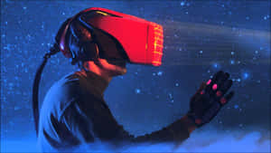 A Man Wearing A Vr Headset In The Sky Wallpaper