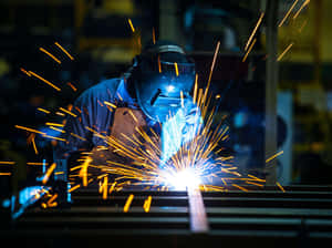 A Man Welding Metal Wallpaper