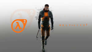 A Man With A Knife And Orange Shirt Is Walking Down The Street Wallpaper