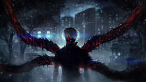 A Man With A Red Dragon In The City Wallpaper