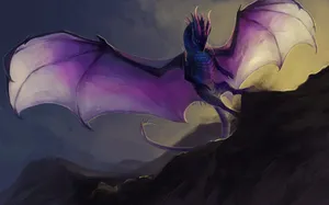 A Menacing Dragon Keeping Guard Of The Magical Forest. Wallpaper