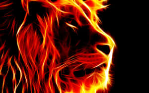 A Mesmerizing Golden Lion On A Starlit Night. Wallpaper