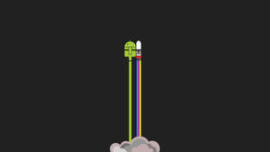 A Minimalist Android Rocket Blasting Off Wallpaper