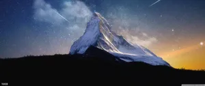 A Mountain With Stars And A Meteorite In The Sky Wallpaper