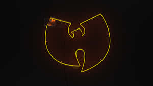 A Neon Sign With A Wu Tang Logo On It Wallpaper