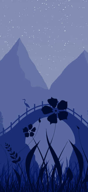 A Night Scene With A Bridge And Mountains Wallpaper