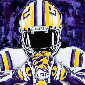 A Painting Of A Lsu Football Player Wallpaper