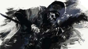 A Painting Of A Man Holding A Sword Wallpaper