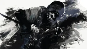 A Painting Of A Man Holding A Sword Wallpaper
