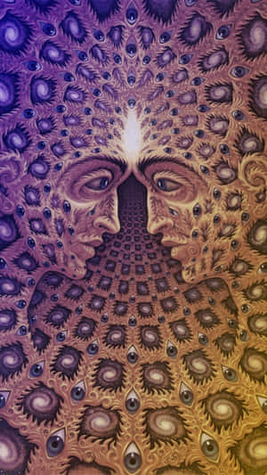 A Painting Of A Man With A Face In The Middle Wallpaper