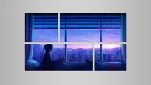 A Painting Of A Woman Sitting In A Window Wallpaper