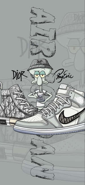 A Pair Of Sneakers With Cartoon Characters On Them Wallpaper