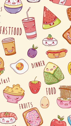 A Pattern Of Food And Drink Items Wallpaper