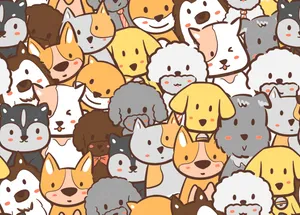 A Pattern Of Many Dogs In Different Colors Wallpaper