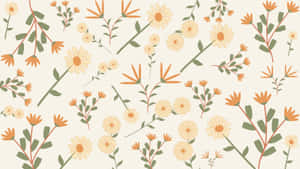 A Pattern Of Orange Flowers And Leaves Wallpaper