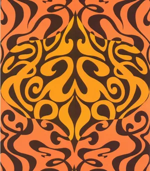 A Pattern With A Black And Orange Design Wallpaper