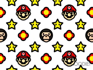 A Pattern With A Mario And Star Pattern Wallpaper